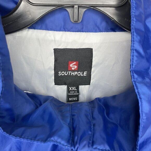 SOUTHPOLE Jacket Mens XXL Full Zip Windbreaker Y2K Blue Black White Stripe - Picture 3 of 16